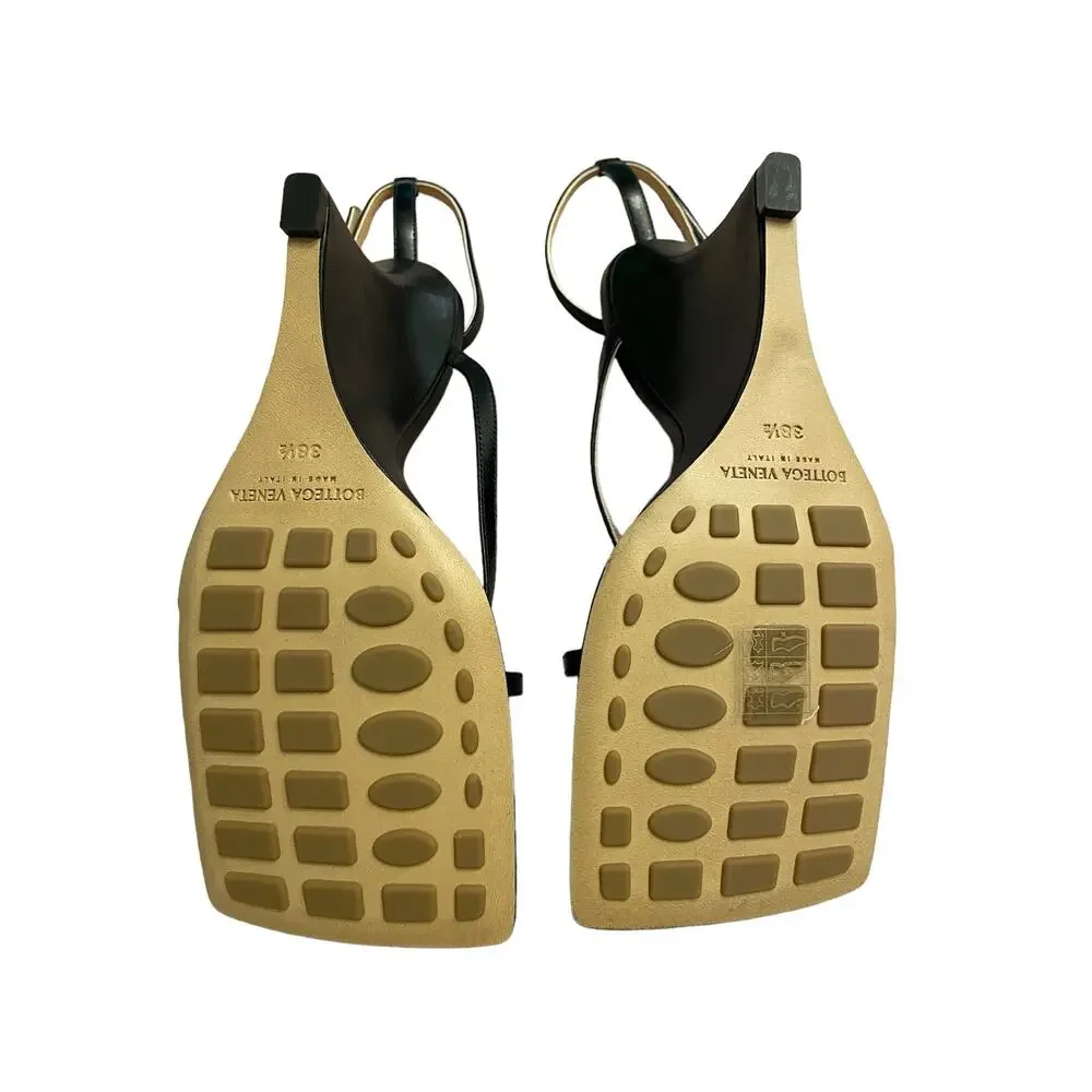 Bottega Veneta Leather Stretch Wedge Sandals Ankle Strap Square Toe 35.5/ US 5.5 - Picture 9 of 14